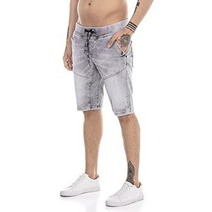 Redbridge Jeansshorts voor heren, korte broek, denim, vrijetijdsbroek, used look, grijs, 34