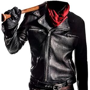 HiFacon Negan Jas Zwart Lederen Motorjas Brando Biker Stijl Echt Leer, Echt leer - Negan Jas, M