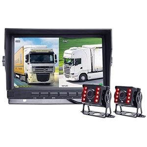 GPS-autonavigatiesysteem, 7 inch Ips Screen Truck Bus-voertuig DVR Recorder Monitor met 2 kanalen for achteraanzicht AHD IR Auto-camera Voor auto, vrachtwagen, camper(10M-10M 2PCS Camera)