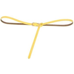Dames leren dunne tailleband zonder gaten, decoratieve riem met, twee lagen(10001- Yellow)
