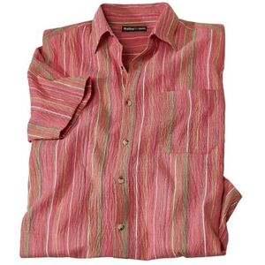 ATLAS FOR MEN Herenhemd met korte mouwen, verkrijgbaar in grote maten van M tot 5XL, koraalrood met strepen, XL