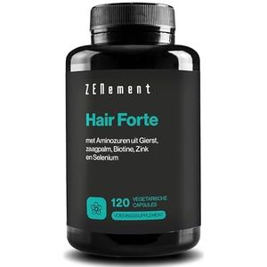 Hair Forte, met Aminozuren uit Gierst, zaagpalm, Biotine, Zink en Selenium, 120 Vegetarische Capsules | Behandeling tegen haaruitval | Veganistisch, Glutenvrij, GGO-Vrij | Zenement