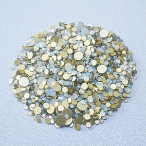 SS4-SS20 Mixformaat Helder Kristal Goud Plat Achter Strass Decoraties DIY Glitterstenen 3D Nail Art Accessoires - Opaal - Mixformaat SS3-SS20