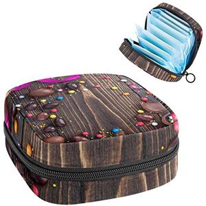 chocolade bal, Periode Pouch Draagbaar, Tampon Opbergtas,Tampon Houder voor Portemonnee Vrouwelijke Product Organizer, Meerkleurig, 4.7x6.6x6.6 in/12x17x17 cm