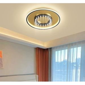 LONGDU LED-plafondlamp Inbouw plafondlamp, dimbare plafondverlichting, moderne led-plafondlampen for slaapkamer, kantoor, trap, hotel, woonkamer, keuken, hal (Color : Gold, Size : Round)