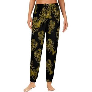 Golden Lobster Damespyjama, loungebroek, elastische tailleband, nachtkleding, broekje, print