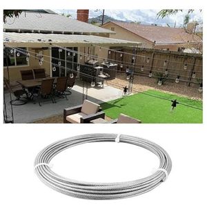 Roestvrijstalen kabel, Roestvrijstalen staaldraadkabel for vliegtuigen, 7x7 strengen, 1/8 inch, zilver, meerdere lengtes(45M/147.6Ft)