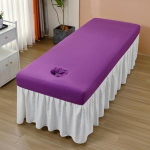 Purper,190 * 80cm,LDLCYCN Waterdichte Massage Bed Cover Met Gezicht Gat SPA Massage Bank Beschermhoes Schoonheidsbed Hoeslaken Matrashoes Voor Tattoo Tafel Schoonheidssalon Bed Wasbaar