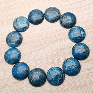 kraal 12st 25mm Natuursteen Ronde Blauwe Agaat Cabochon Kralen for Sieraden Maken Ring Accessoires: handwerk