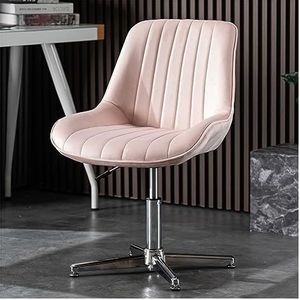 Criss Cross Legged bureaustoel geen wielen draaibare woonkamer taak stoel vrije tijd make-up stoel, stof gewatteerde ergonomische middenrug bureaustoel armloze bureaustoelen (kleur: roze)