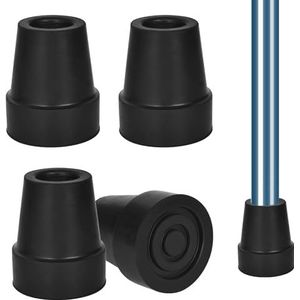 4 stuks wandelstokken, rubberen buffers, 19 mm wandelstok, rubberen buffers, rubberen voet voor krukken, antislip beschermdoppen, voor wandelstokken met metalen afdichting, asfalt grind bergen