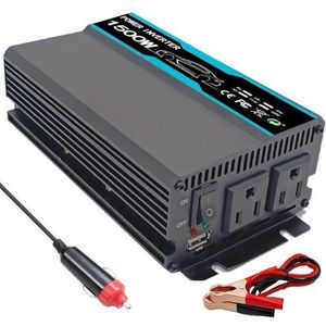 Spanningsomvormer Voor Telefoon Laptop En Andere Apparaten Auto-omvormer 500W 1000W 1500W 2000W DC 12V Naar AC 110V-omvormer Met USB Omvormer(1000W)