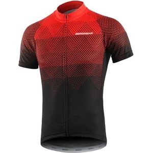 BERGRISAR Heren Fietsshirts Korte Mouwen Fietsen Jersey Lichtgewicht Ademende,8006 rood,XXL