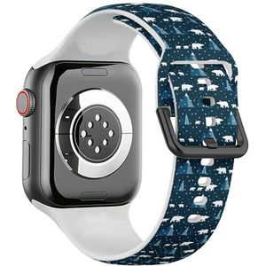 Zachte sportband compatibel met Apple Watch 38/40/41mm (ijsbeer kinderen winterlandschap) siliconen armband accessoire voor iWatch