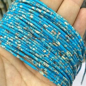 Natuursteen kralen 2x4mm hematiet agaat jaspis kristal cilinder buis losse spacer kralen voor sieraden maken doe-het-zelf armband ketting - meerblauw