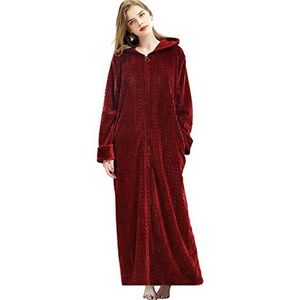 Dames badjas pluizige kamerjas badstof winter flanellen gewaad lange mouwen sauna gewaad fleece kimono met capuchon en rits