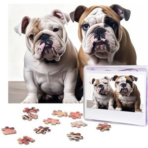 500 stukjes puzzel voor volwassenen uitdagende puzzel voor spel nachten geschenken gepersonaliseerde foto puzzel twee schattige bulldog honden aangepaste houten puzzel voor familie, afgewerkte grootte