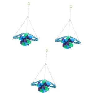 FRCOLOR 3 Stuks Papegaai knaagt aan een driehoekige standaard van touw parkieten vogelkooi vogelkooien voor papegaaien speelgoed kauwspeeltje voor papegaaien papegaai schommel