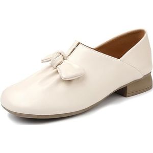 Sekiueo Dames Casual Pumps Instappers Met Lage Hak Voor Kantoor Zakenfeesten,Beige,35 EU