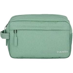 Travelite Cosmetische tas voor handbagage, kick-off kofferserie, praktische toilettas voor vakantie en sport, groen (opzet), 26 cm, Make-uptas