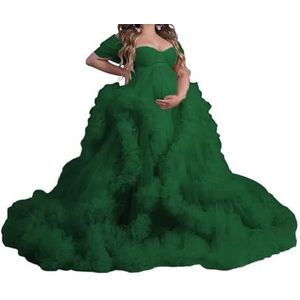 WSEYU Mouwloze tule zwangerschapsjurken voor vrouwen met bustier babyshower, zwangerschapsjurken, grote maten, Emerald Groen, 32