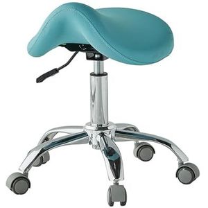 Zadelkrukstoel Verstelbare Hoogte 49-64cm, Ergonomische Rolstoel For Tandartsstylist Tattoo Artist Met 360 ° Draaibare PU-wielen(Green)