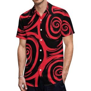 Abstracte Rode Roos Bloemen Heren Korte Mouw Shirts Casual Button-down Tops T-shirts Hawaiiaanse Strand Tees 5XL