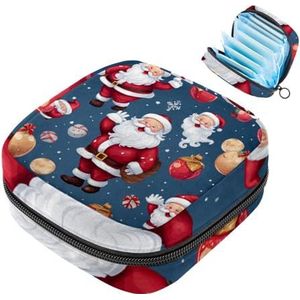MUOOUM Merry Christmas Santa Claus Maandverband Opbergtas Draagbare Menstruatie Tas voor Vrouwen Tiener Meisjes Menstruatie Cup Pouch Nursing Pad Houder