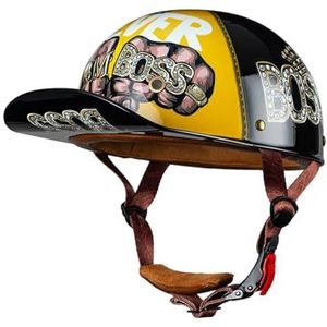 Retro Motorfiets Open Gezicht Helm Baseball Cap DOTECE Goedgekeurde Motorfiets Half Cover Helm Voor Mannen Vrouwen Met Snel Ontgrendelingsgesp Scooter Motorfiets Jet Helm 3,XL:61-62CM