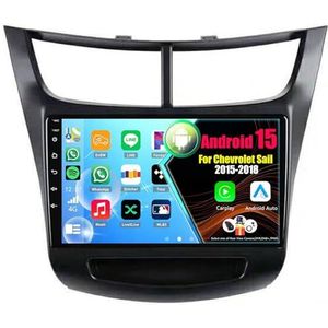 Android 15 Autoradio Voor Chevrolet Sail 2015-2018 met Draadloze Carplay Android Auto, 9 Inch Autoscherm Soporta Bluetooth WIFI GPS FM/RDS(8Core(8+128GB))