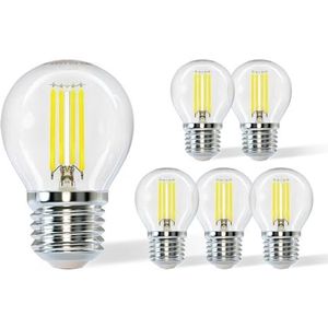 Aigostar Led Lamp E27 Met Gloeidraad, 4 W, Koud Wit (6500 K), 470 Lumen, Stralingshoek: 360 °, Niet Dimbaar, 5 Stuks