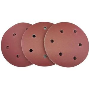 ZGXNYI 100 stuks ronde schuurschijven 12,5 cm en 6 gaten 125 mm, korrel 60-1200, schuurschijven met haken en lus, polijsten schuurpapier (180 korrels, 100 stuks)