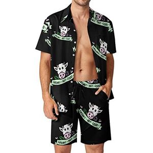 Vegan Friends Not Food Hawaiiaanse bijpassende set voor heren, 2-delige outfits, button-down shirts en shorts voor strandvakantie