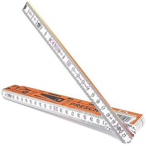 Presch Duimstok 2m met hoekenschaal | Hout | Oranje | Opvouwbaar | Grote en zeer leesbare cijfers | Nauwkeurige vergrendeling | Folding rule, vouwmeter 2m, meter stick met gereedschapsmotief
