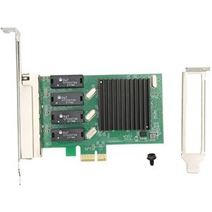 PCI Express Ethernet-netwerkkaart, Stevige Duurzame PCB Eenvoudige Installatie PCIE NIC-netwerkkaart 4 RJ45-poorten voor Pc