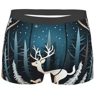 JBJGKHLP Kerstboom Herten Print Mannen Ademend Boxer Slips Gemak Ondergoed Gym Workout Indoor Outdoor Wear, Zwart, S
