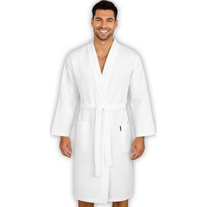 Morgenstern Kamerjas zomer heren katoen wafel katoen ochtendjas licht M Wit