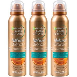 3 x Garnier Ambre Solaire Natural Bronzer zelfbruinende spray met verzorgende abrikozenolie - 3 flessen van 150 ml