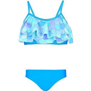 Aquarti Meisjes Bikini Set Bustier Bikini Brief Tweedelig Badpak Zwempak, 030G met Ruches/Zeemeermin/Blauw/Groen/Paars, 116