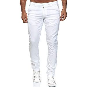 Elara Herren Chino Hose Slim Fit Stretch Chunkyrayan MEL009-Weiß-30/30