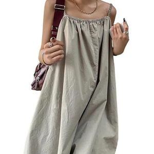 BANGHA Jumpsuits Voor Vrouwen Zomer Casual Zomer Vrouwen Effen Kleur Hemdje Halter Bandage Trekkoord Slash Hals Shirring Vintage All-Match Jumpsuit Rompertjes Shorts Set, Grijs, XXL(70-77.5)kg