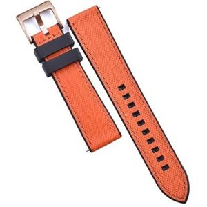 Jeniko Fluor Rubber Lederen Horlogeband 20mm 22mm Hybride FKM Horlogeband Quick Release Polsband For Heren Duikhorloge (Color : Black-Orange 4, Size : 20mm)