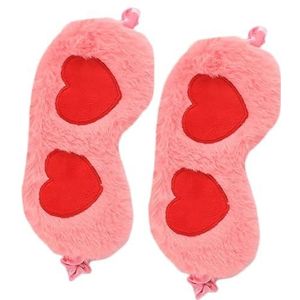 UYFRD 2 stuks mooie hart patroon oogmaskers slaap oogmasker lichtgewicht comfortabele nacht blinddoek zonder ijszak (rood roze)