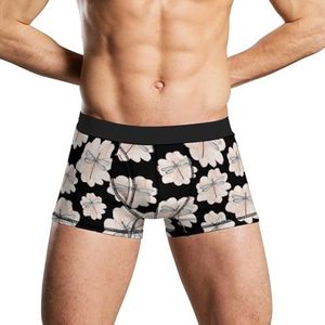 Dragonfly Boxershorts voor heren, roze, bloemen, zacht ondergoed, stretch tailleband, trunks, panty,