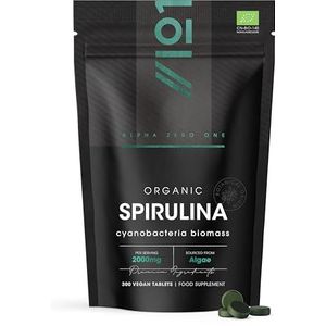Biologische Spirulina 1000mg | 300 veganistische tabletten - Pure supplementformule zonder toevoegingen - gecertificeerd biologisch, niet-GMO, glutenvrij, halal door Alpha01