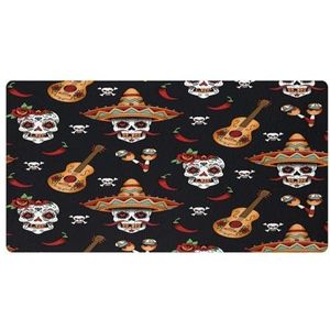 VAPOKF Mexicaanse schedels met gitaar keukenmat, antislip wasbaar vloertapijt, absorberende keukenmatten loper tapijten voor keuken, hal, wasruimte