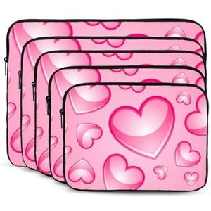 Roze harten Print Laptop Sleeve Case Draagbare Computer Cover Tas Slanke Laptop Tas Voor Mannen Vrouwen 13 inch