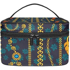 Make-up Organizer Bag, Reizen Make-up Tas Organizer Case Draagbare Cosmetische Tas voor Vrouwen en Meisjes Toiletartikelen Gouden Sieraden, Meerkleurig, 22.5x15x13.8cm/8.9x5.9x5.4in