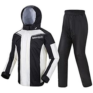 Motorfiets Regenpak Voor Regen Heren Dames,Waterdicht pak,Hoge Zichtbaarheid Winddichte Regenjas met Capuchon Werk Motorfiets Golf Vissen,Wit,XL