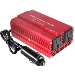 Omvormer 500W Omvormer DC 12V AC110V Auto-omvormer 60Hz Draagbare DC Naar AC-stroomomvormer Voor Het Opladen Van Telefoon/laptop(500W red)